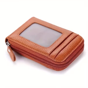rfid blocking zip wallet — coffee